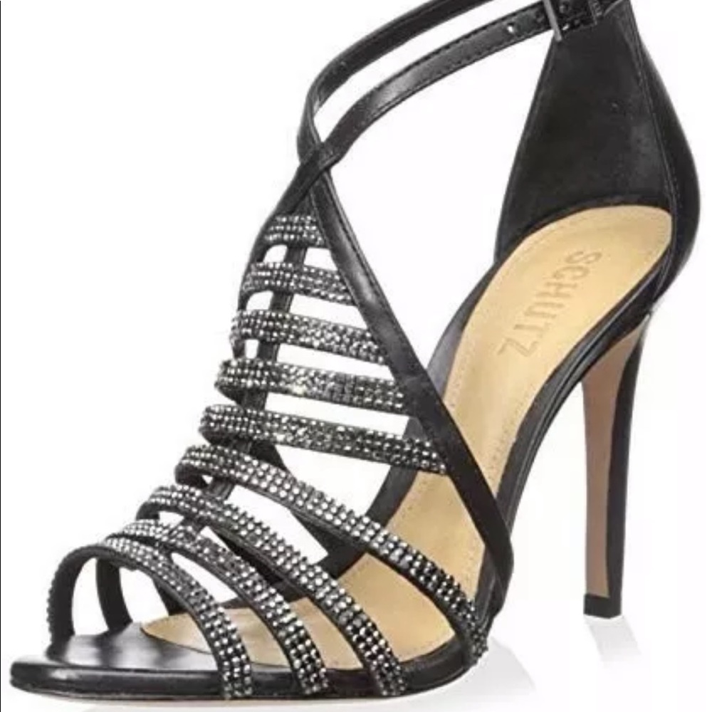 Schutz Women's Strappy Evening Sandal Black 8.5